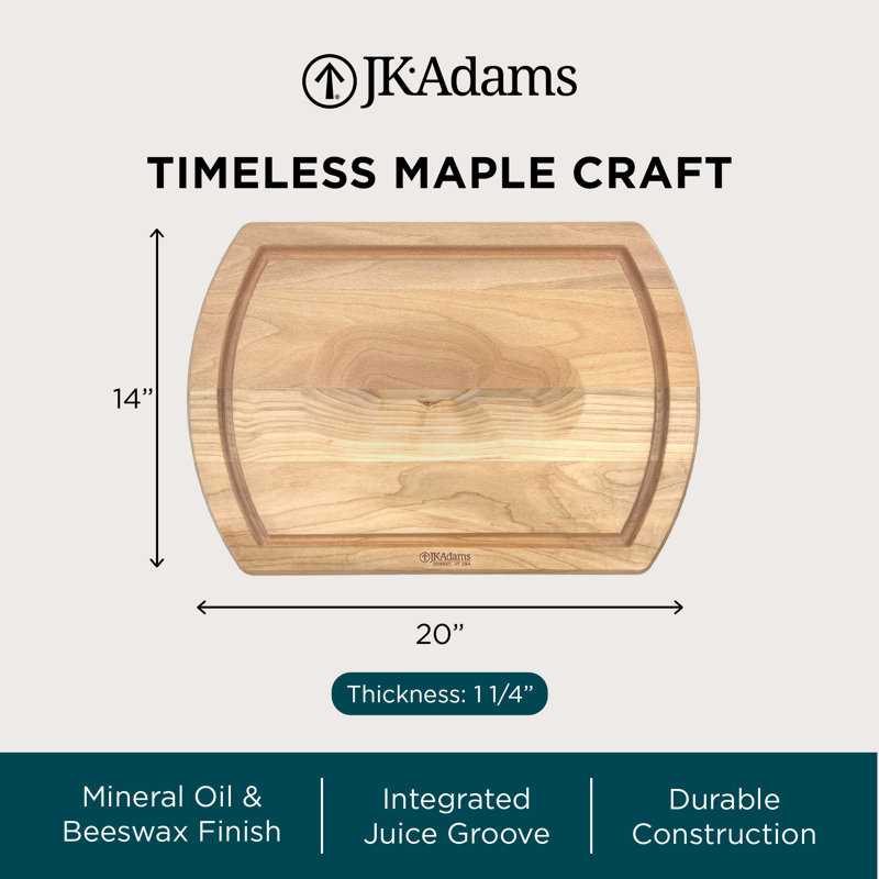 J.K. Adams Maple Reversible Carving Board, Wood Cutting Board, 20" x 14" x 1.25", 20" x 14"