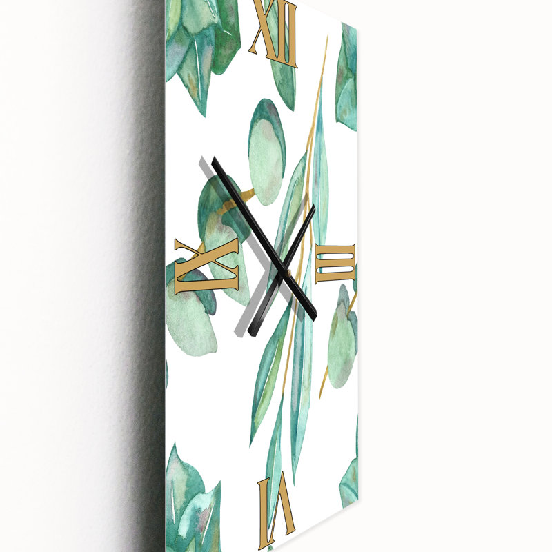 Horloge murale jeunes feuilles d'eucalyptus et branches III, Petit