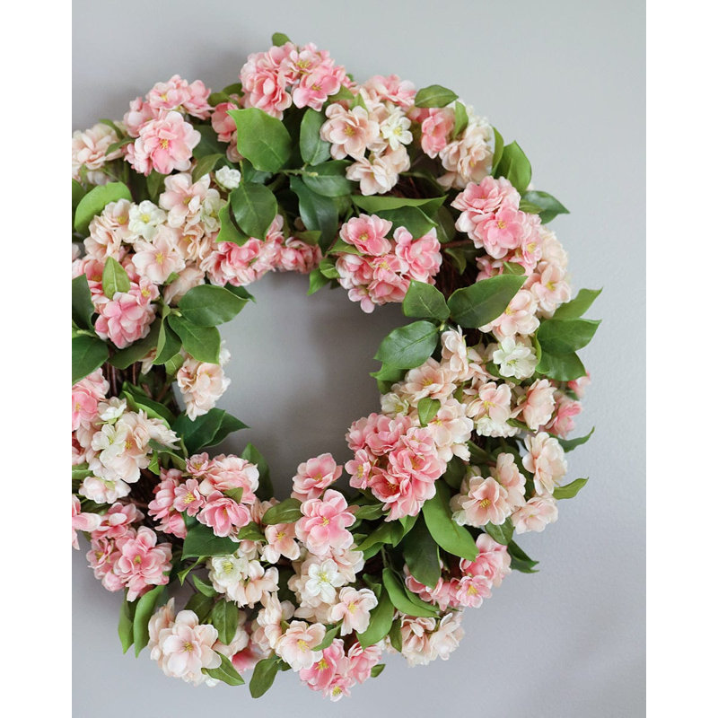 Faux Cherry Blossom Wreath 24"