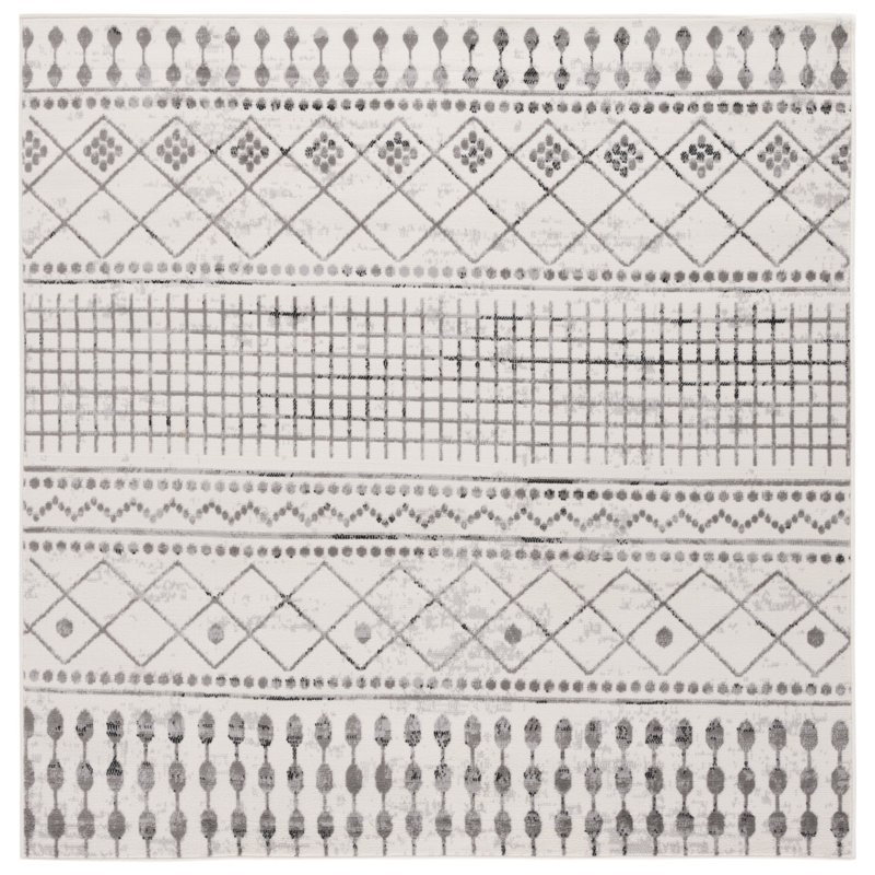 Tapis sud-ouest en ivoire / gris Lapanne Temple, Carré 6 pi 7 po