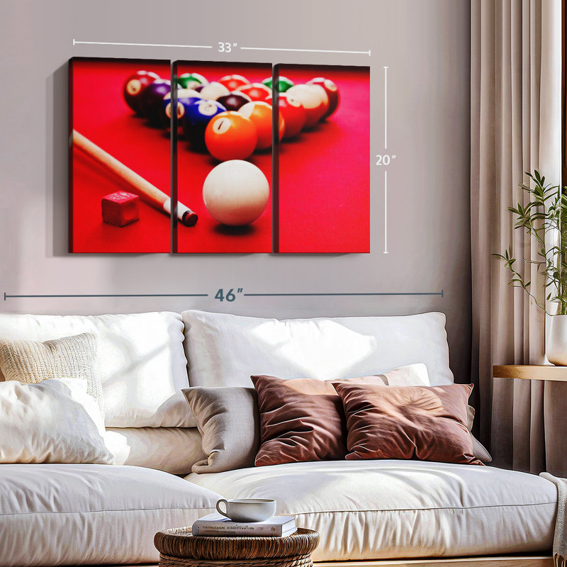 " Pool Table Setup " 3 - Pieces, 20" H x 33" W x 1.25" D