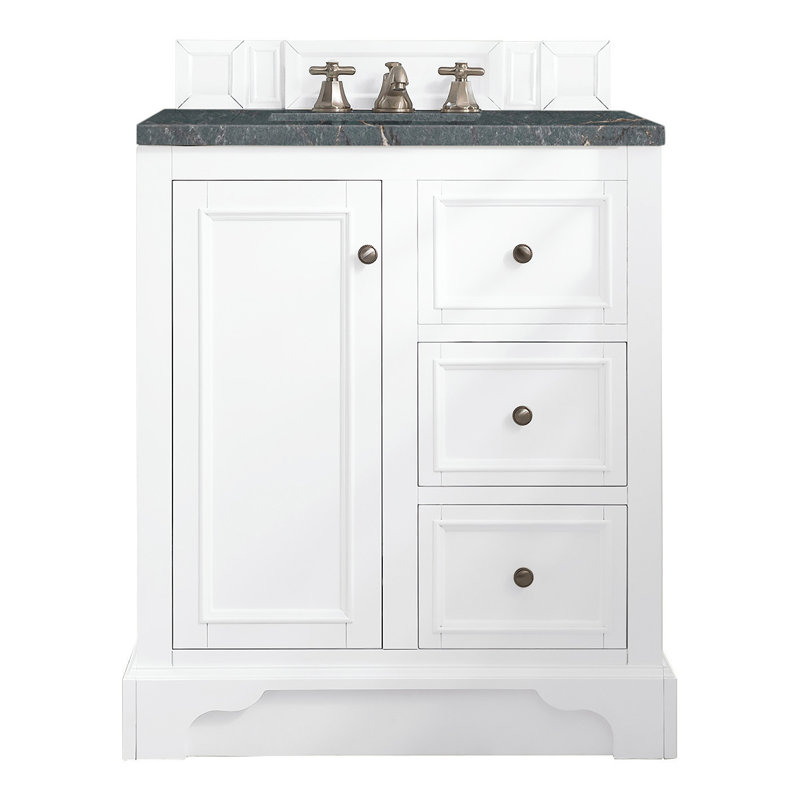 De Soto 31.3'' W Single Vanity, Bright White, Parisien Bleu, 8" Widespread