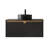 Ruben 36" Wall-Mounted Floating Bathroom Vanity & Sink, Plywood Cabinet, Twill Double Doors with Metal Trim, Black Round Ceramic Basin & Stone Top-395420881