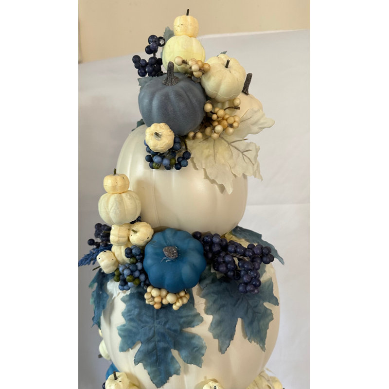 Topiaire citrouille bleue et blanche