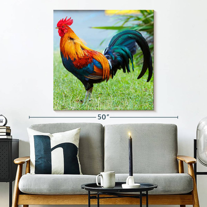 Crowle Rooster On Grass, 33" H x 33" W