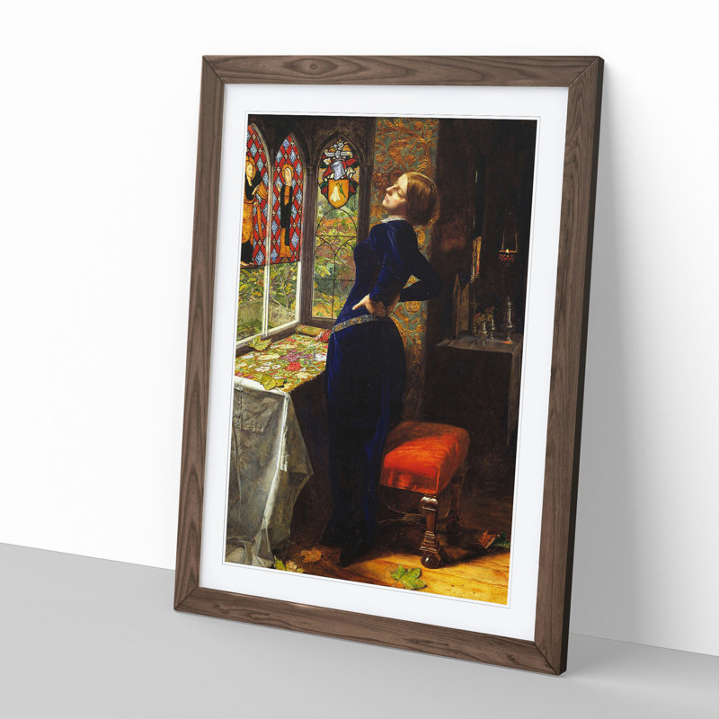 Mariana by John Everett Millais - Picture Frame Painting, 48cm H x 36cm W x 2cm D, Walnut Framed