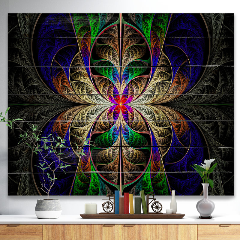 «Fabulous Multi Color Fractal Art», reproduction sur toile tendue, H 15 po x l 20 po x P 1 po, Bois