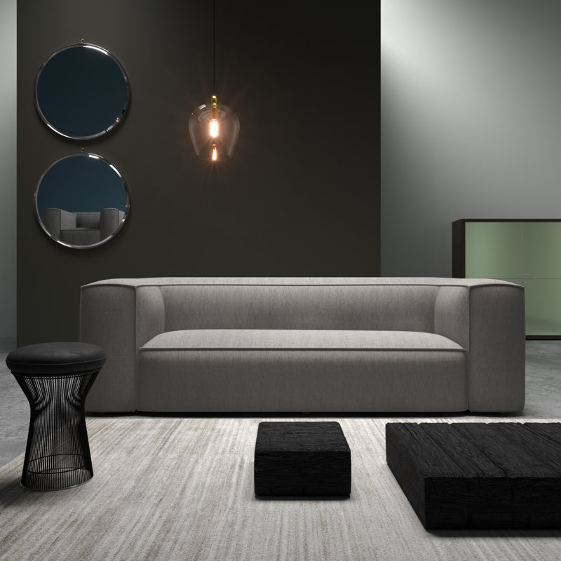 Varick Oversize Track-Arm Sofa with Flange, 30" H x 108" W x 41" D, Weathered, Box Weave Linen Graphite