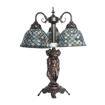 Lampe de table 3 lumières 23 "High Tiffany Fishscale