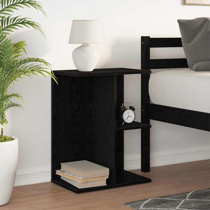 Sayaka 46.5cm W Manufactured Wood Bedside Table, Black, Individual