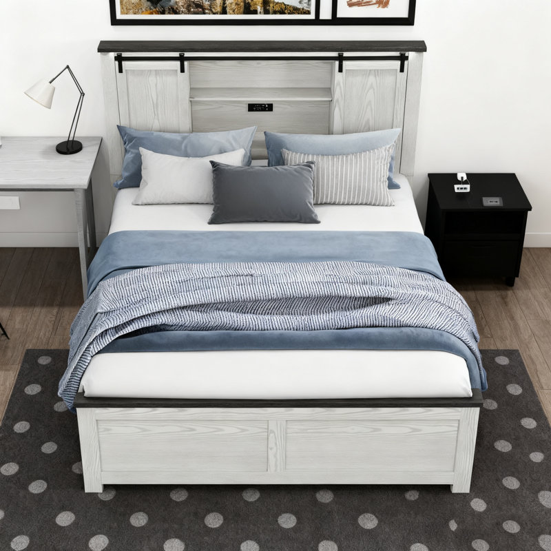 Lit double moderne beige