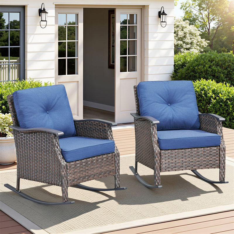 Ensemble de 2 chaises d'extérieur coulissantes en osier, Bleu