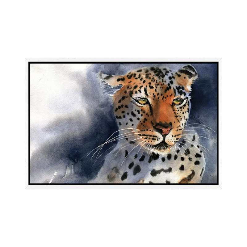 Leopard Thoughts 1 Piece Painting on Canvas, 101.6 cm H x 66.04 cm W, White Framed