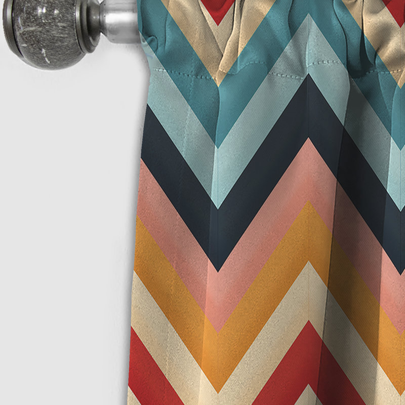 Rétro motif Mid-Century à chevrons II - Rideau à chevrons - Rideau occultant à chevrons - 1 panneau, L 52 po x L 84 po