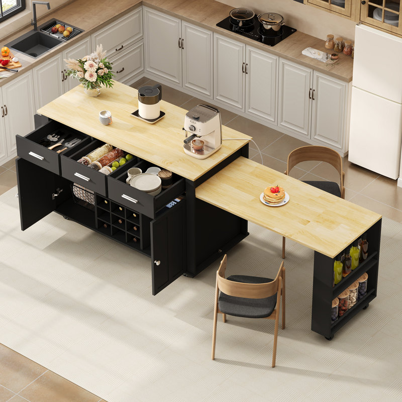 136 cm W Kitchen Island, Black
