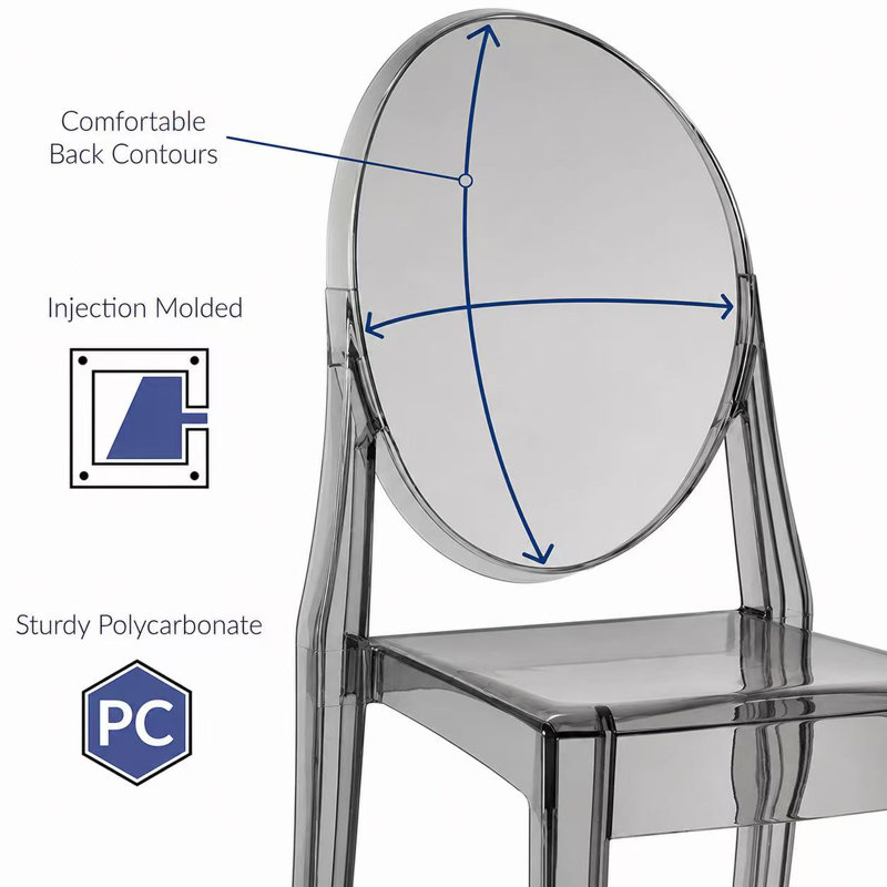 Alfonzo Modern Contemporary Art Deco Stackable Stacking Molded Acrylic Luctie photography Kitchen Dining Chair Side Armless Desk Patio Indoor Outdoor