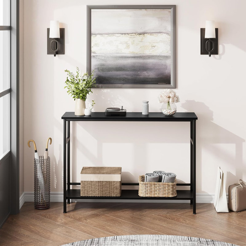 2 Tier Entryway Table,Console Tables with Storage, Black