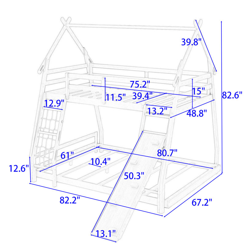 Knarr Twin over Queen Standard Bunk Bed by Harper Orchard, White