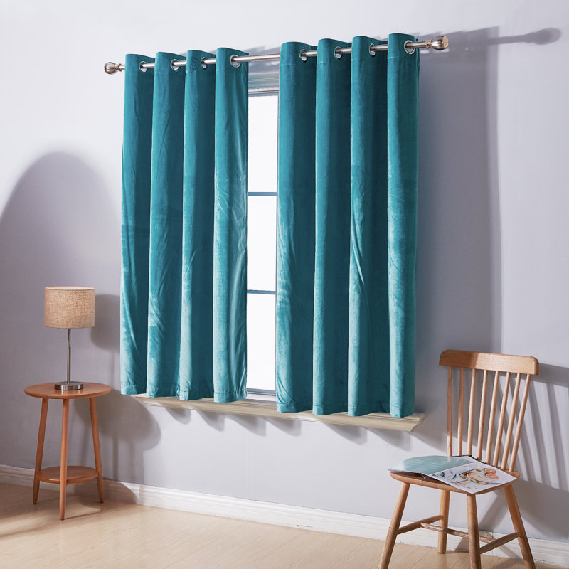 Faroe Blackout Curtain Pair, Width 117 x Drop 183 cm, Turquoise