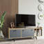 Meuble télé moderne avec finition anthracite et chêne, 59,1 po x 15,4 po x 15,7 po | 100% panneau de particules enduit de mélamine, 0,7 po d'épaisseur | Fixation murale, plusieurs tablettes, design scandinave pour des salons élégants