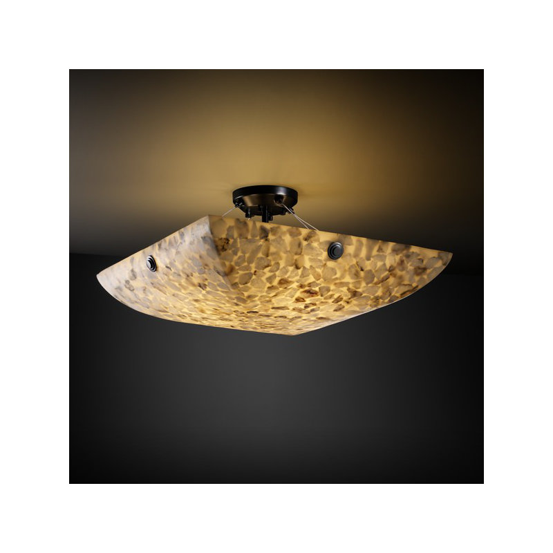 Plafonnier semi-encastré 21 po 3 lumières albâtre rocks, Nickel brossé