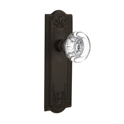 Plaque Meadows avec poignée de porte ronde en cristal transparent