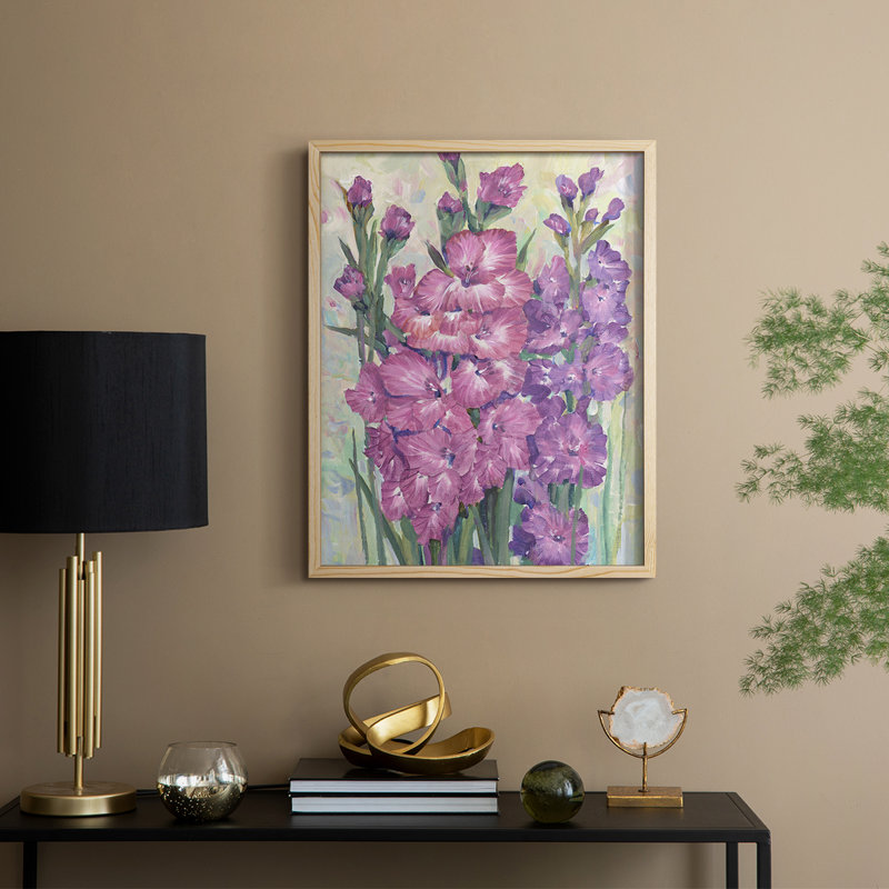 Gladiolas Blooming I, reproduction encadrée - bois massif, H 21 po x l 17 po