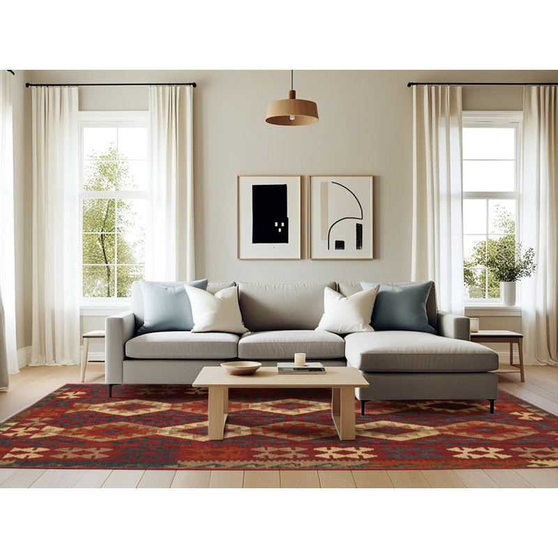 Yockey Southwestern Indoor Rug, Rectangle 6' x 9'