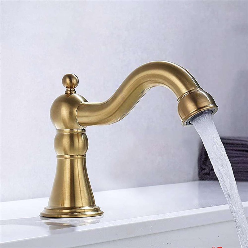 BathSelect Deck Mount Commercial Gold Touchless Automatic Sensor Faucet