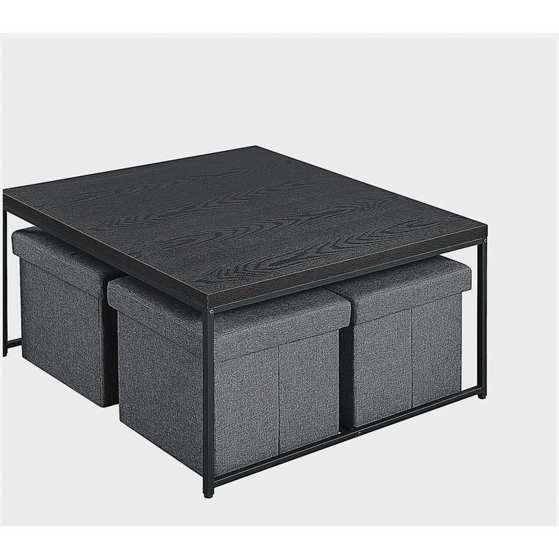 Ensemble de tables basses 5 pièces Caitlin, Noir, H 19,64 po x L 35,13 po x l 35,13 po