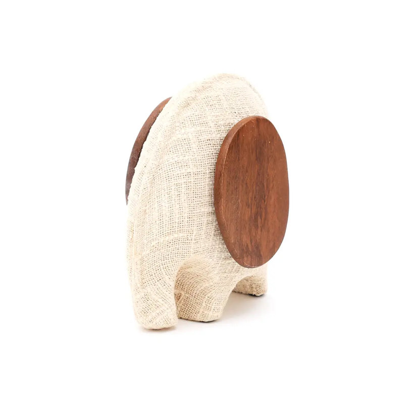 Animal Sculpture | Ecomix Elephant with Fabric & Wood