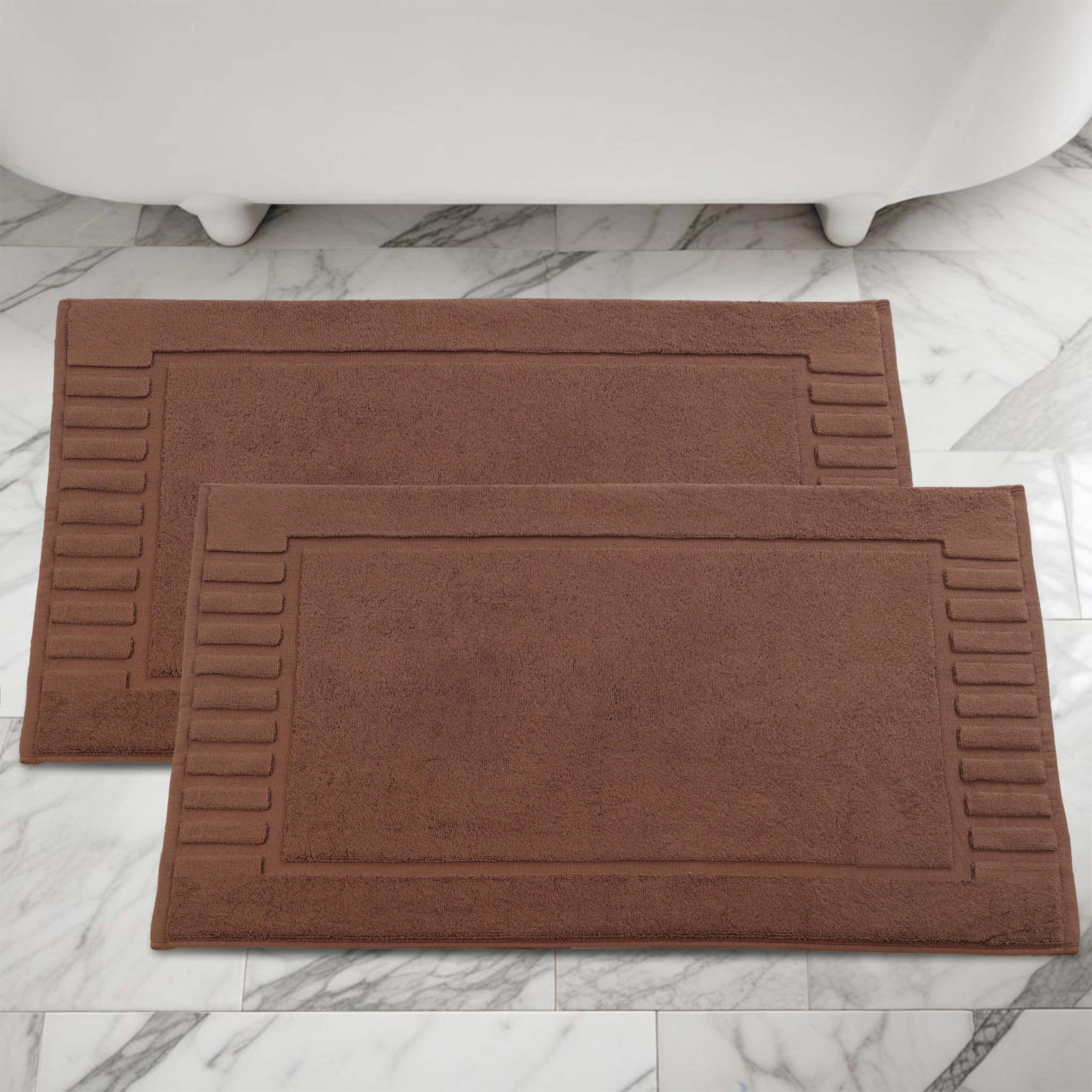 Pardue Cotton Bath Mat, Brown, Geometric