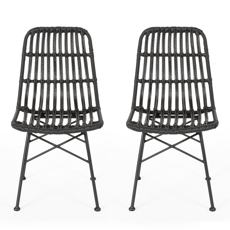 Sièges d'extérieur gris - de 2 avec support en métal, conception élégante enveloppée pour le plaisir de la cour arrière moderne + chaises, style de vie