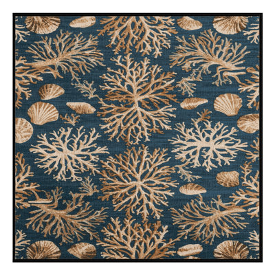Washable Reef Patterns Hawaiian Area Rug