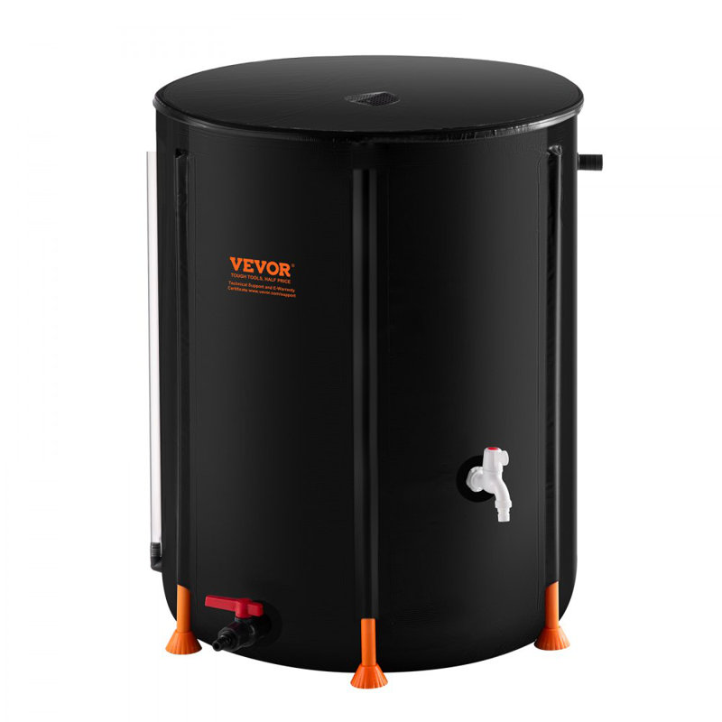 Collapsible Rain Barrel 53 Gal Rain Catcher with Spigots and Overflow Kit