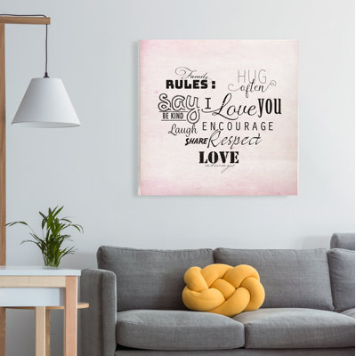 « family rule », art textuel sur toile tendue