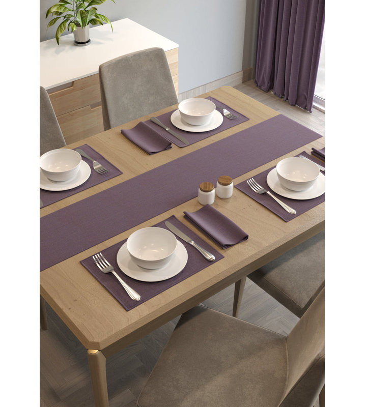 Christeen Solid Colour Polyster Table Runner, Aubergine Purple