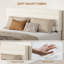 Structure de lit grand format, lit plateforme avec rangement en velours avec 4 tiroirs, support de lattes en bois, aucun sommier requis, assemblage facile, beige-1057606597