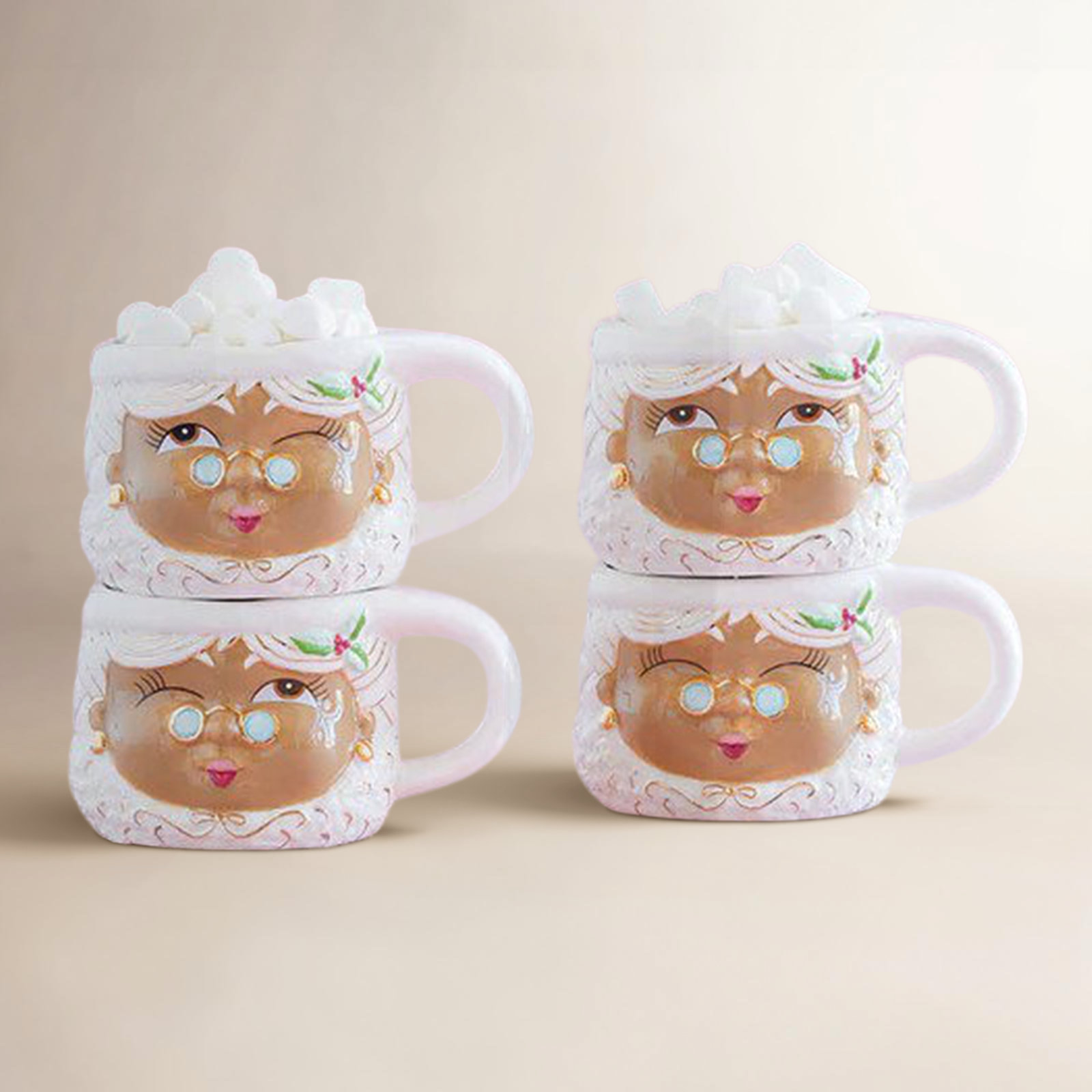Glitterville Mrs Papa Noel Brown Mug, Brown