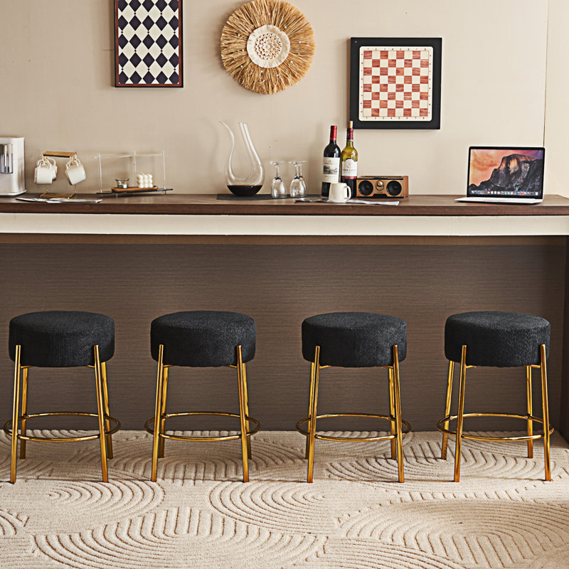 Bar Stool, Black, Gold, Counter Stool (24" Seat Height)