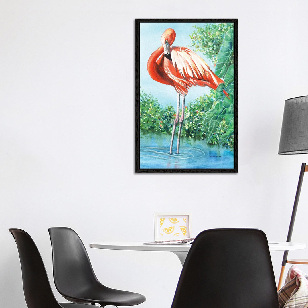 Flirty Flamingo von Christine Reichow - Galerie-verpackte Leinwand Giclée auf Leinwand