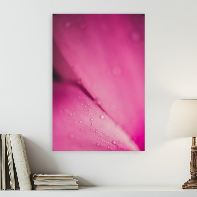 Pink Petal Drops Abstract Delicate Vibrant Flower Nature Wall Art Print 1 Piece Wrapped Canvas Wall Art