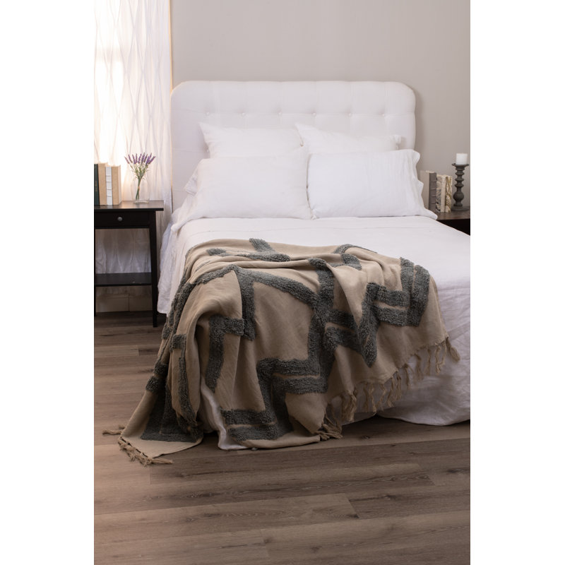 Arcadin Linen Throw Blanket, Brown