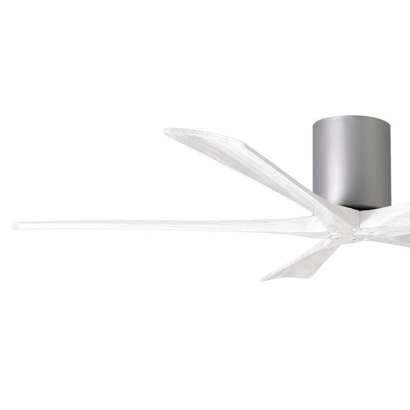 60" Irene 5-Blade Hugger Ceiling Fan with Wall Remote, Brushed Nickel, 60", Matte White