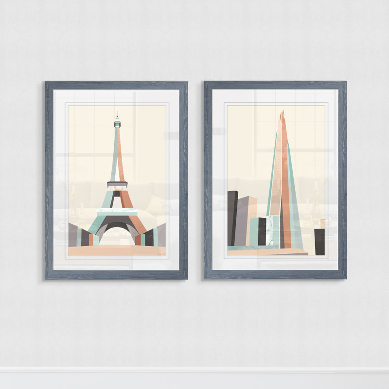 « graphicing architecture i » par antonyme bunjamin (abe)-ensemble de 2 reproductions d’art sur cadre photo, Blanc