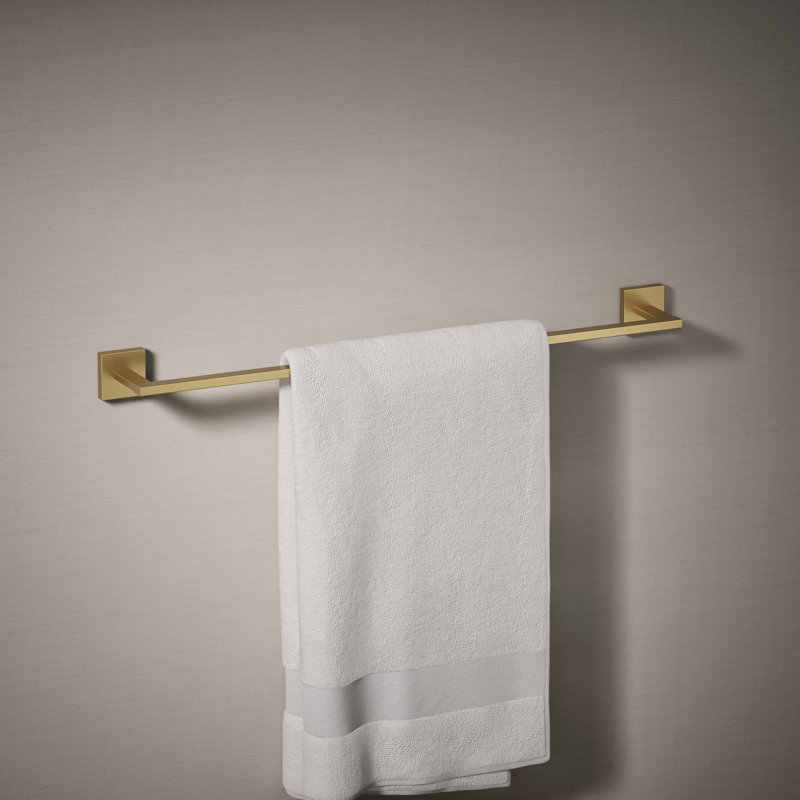 Square Towel Bar, 24"W, Vibrant Brushed Moderne Brass