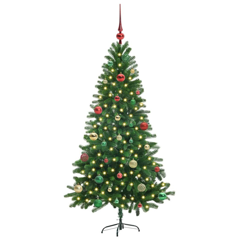 Christmas Tree with 150 LEDs with Stand 150 cm PE, Red/Green/Gold