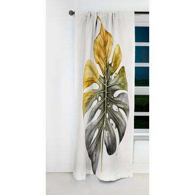 Jaune et gris Philodendron Leaf I - Rideau floral - Rideau occultant floral - 1 panneau