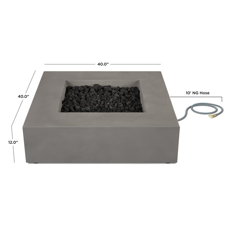 Estes Concrete Propane Fire Pit Table by Jensen Co., 11.75" H x 40" W x 40" D, Propane, Flint