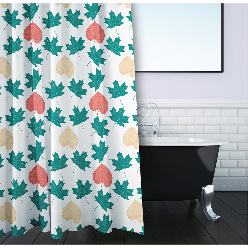 Rideau de douche Harrisonville Floral par E by Design, Bleu sarcelle irréel